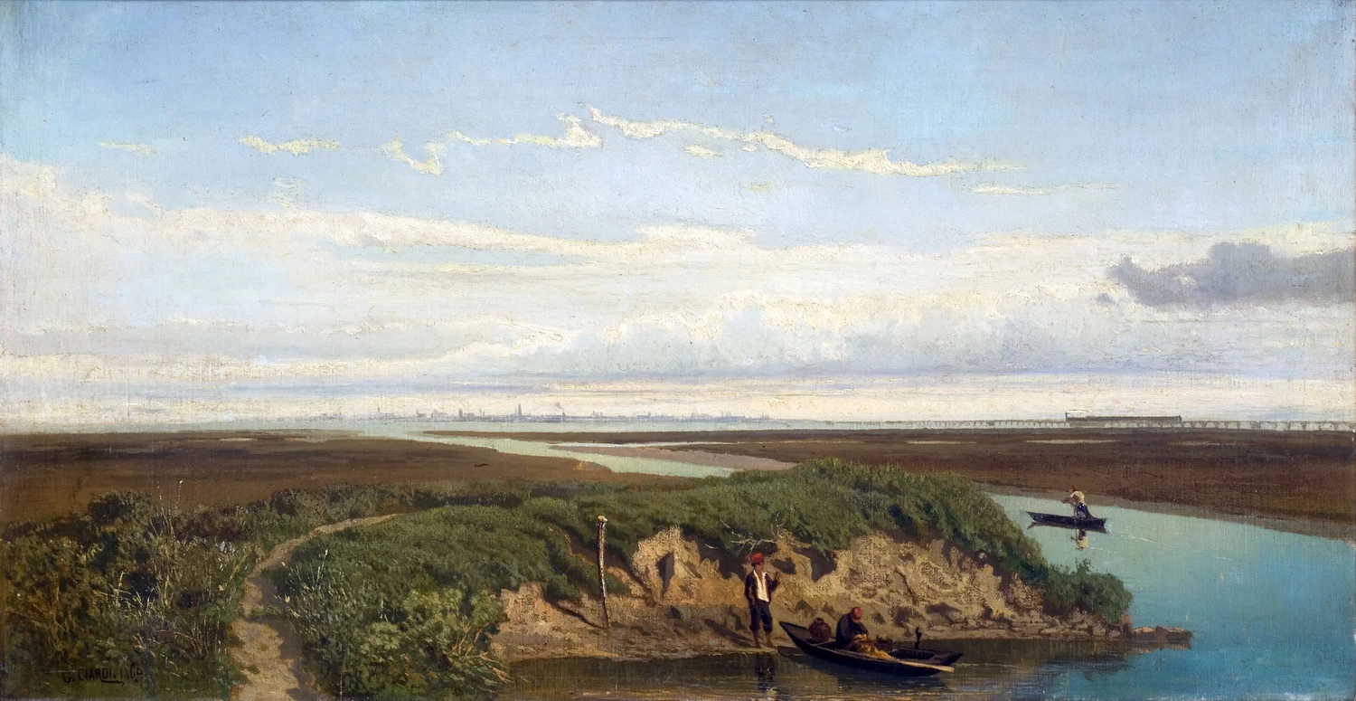 Barche e pescatori in laguna